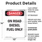 Signmission Portrait On Road Diesel Fuel Only Danger Sign, Plastic, 10in W x 14in L, 2PK OS-2PACK-DS-P-1014-V-1127 - alternate 4